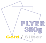 350g Flyer mit Gold- oder Silberfarbdruck